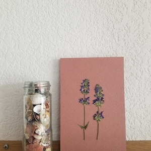 Carte Rose Sauges - 10*15cm - Fait Main - Avec enveloppe