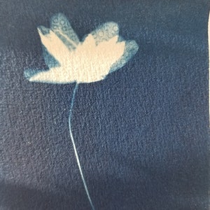 Cartão de cianótipo artesanal - Anêmona - Feito à mão imagem 2