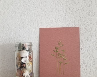 Biglietto con fiori d'erba - Fatto a mano - Con busta