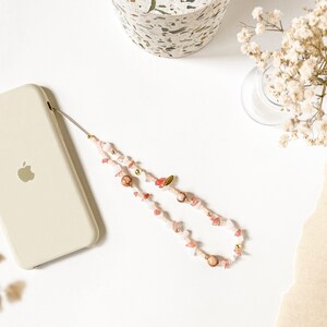 Charm per telefono in pietra naturale rosa / salmone • Charm per iPhone con quarzo, quarzo ciliegio, diaspro dali ematite