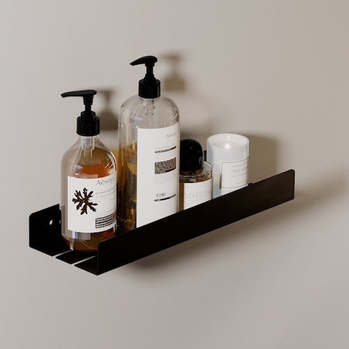 Minimalist Black Metal Shower Shelf Industrial Shelves Etsy