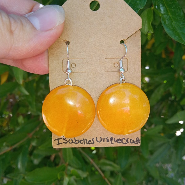 Orange Aventurine Earrings, Orange Circle Earrings, Crystal Earrings, Aventurine Earrings, Bold Earrings, Bohemian Earrings, Dangle Earrings