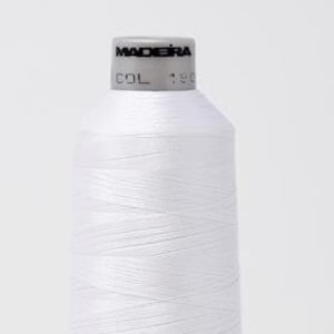 Polyneon Embroidery White No. 1801 Thread Madeira 5000 Meters / 5500 Yards Largest Size King Cone Ship Free from California, United States