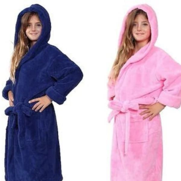 CUSTOMIZED SOFT TURKISH Plush Hooded Luxury Bathrobes for kids, Custom kids robes, Customized gifts, Spa party for kids, Kids bathrobes-soft