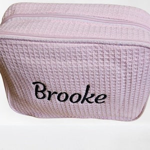BESTICKTE personalisierte Make-up Tasche | Benutzerdefinierte WAFLE Make-up-Tasche | PERSONALISIERTES Geschenk zum Geburtstag für sie | Geschenk für Freundin | Muttertagsgeschenk