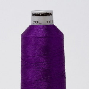 Polyneon Embroidery Purple No. 1880 Thread Madeira 5000 Meters / 5500 Yards Largest Size King Cone Ship Free from California, United States