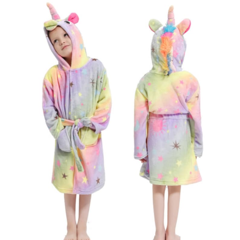 UNICORN ROBE KIDS Robe Girl Fleece Robe Blank Embroidered Etsy