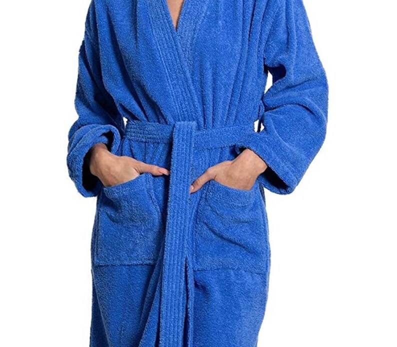Royal Blue Terry Kimono Robe, Turkish Cotton Bathrobe, Bridesmaid Gift ...