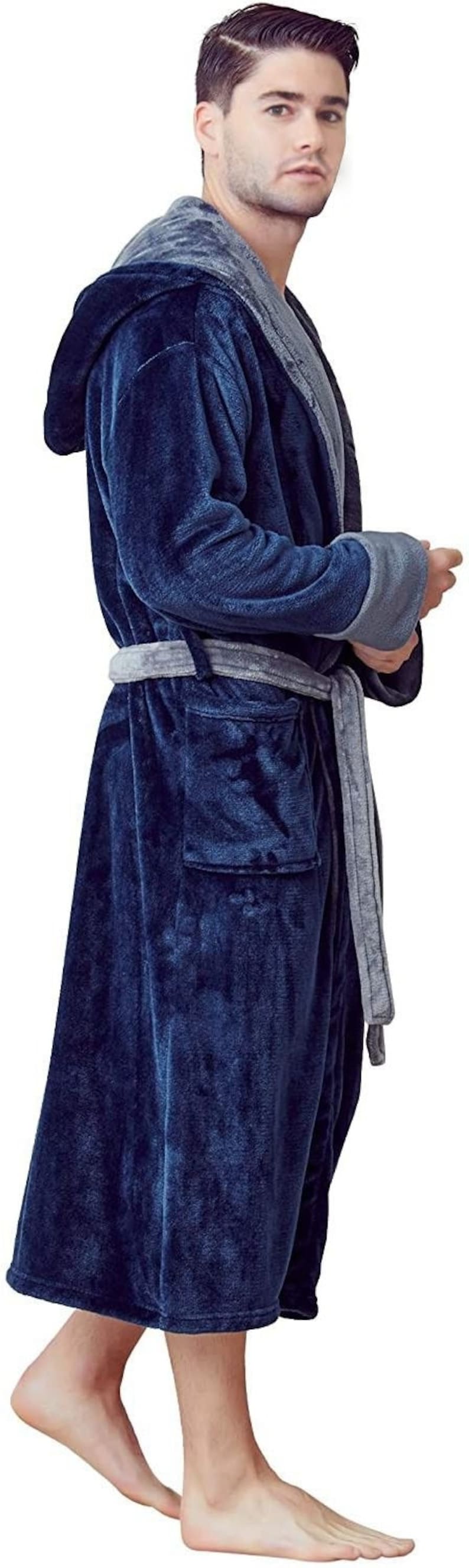 MENS BATHROBE, Fleece Bathrobe, Embroidered Bathrobe, PERSONALIZED Long