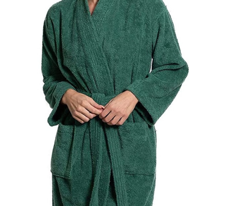 GREEN KIMONO ROBE, Turkish Cotton Robe, Terry Bathrobes, Personalized