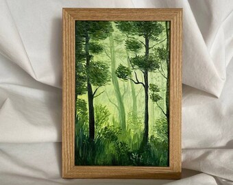 Foresta originale pittura a olio arte pittura fatta a mano belle arti decorazioni per la casa pezzo da parete in tavolozza verde naturale