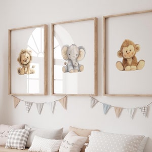 Safari Baby Animal Nursery prints, Set of 3, Baby Animal Nursery Prints, Nursery wall art, Animal prints for nursery, Christmas Gift, Safari
