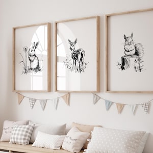Woodland Nursery Prints Baby Room Decor, Woodland Nursery Wall Art Gift, Woodland Baby Animal Prints Kids Room Decor, Forest Nursery