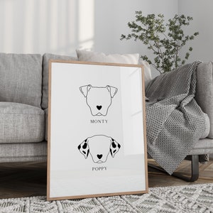 Custom Pet Digital Line Art Print, Minimalist Pet Drawing, Custom Dog Outline Gift, Minimalist Dog Portrait, Pet Tattoo Outline Drawing