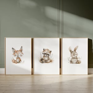 Woodland Nursery Prints Baby Room Decor, Woodland Nursery Wall Art Gift, Woodland Baby Animal Prints Kids Room Decor, Forest Nursery