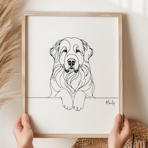 Personalised Great Pyrenees Digital Print, Great Pyrenees Dog Outline, Great Pyrenees Line Art Drawing, Great Pyrenees Memorial Gift
