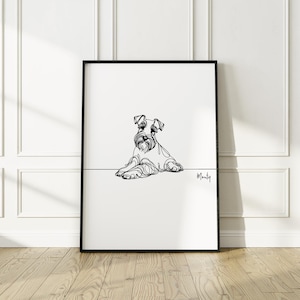Schnauzer Print, Line art Dog Print, Schnauzer Picture, Fun Gift For Schnauzer Owner, Schnauzer Housewarming Gift, Line Art, Dog Print