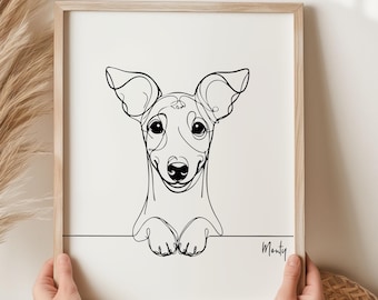 Rat Terrier Print, Line art Dog Print, Rat Terrier Picture, Fun Gift For Rat Terrier Owner, Rat Terrier