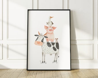 Farm Nursery Print, Farm Yard, Animals Decor, Kids Prints, Nursery Prints, Farm Nursery, Farm Animals Print, Farm Nursery Decor
