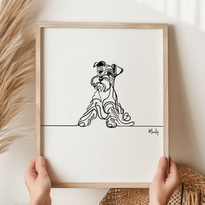 Schnauzer Print, Line art Dog Print, Schnauzer Picture, Fun Gift For Schnauzer Owner, Schnauzer Housewarming Gift, Line Art, Dog Print