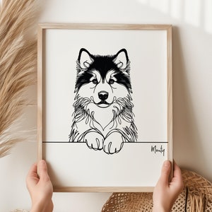 Personalised Husky Print, Husky Line Art, Husky Portrait, Dog Line Art, Dog Portrait, Pet Portrait