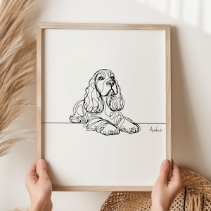 Ritratto digitale personalizzato di Cocker Spaniel, cucciolo di Cocker Spaniel AR, disegno minimalista di Cocker Spaniel, regalo commemorativo di Spaniel