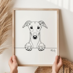 Whippet Print, Line art Dog Print, Whippet Picture, Gift For Whippet Owner, Whippet Gift