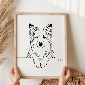 Personalised Border Collie Print, Border Collie Line Art, Border Collie Portrait, Dog Line Art, Dog Portrait, Pet Portrait