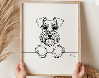 Schnauzer Print, Line Art Hundedruck, Schnauzer Bild, lustiges Geschenk für Schnauzer-Besitzer, Schnauzer Housewarming Geschenk, Line Art, Hundedruck