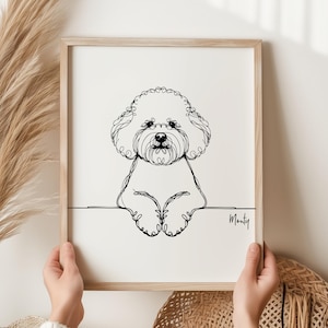 Bichon Frise Print, Line art Dog Print,Bichon Frise Picture, Gift For Bichon Frise Owner, Bichon Frise Gift