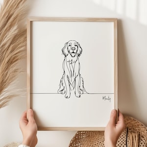 Impression numérique personnalisée Setter irlandais, contour de chien Setter irlandais, dessin au trait Setter irlandais, cadeau commémoratif Setter irlandais