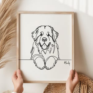 Newfoundland Print, Line art Dog Print, Newfoundland Picture, Fun Gift For Newfoundland Owner, Newfoundland Gift, Line Art, Dog Print