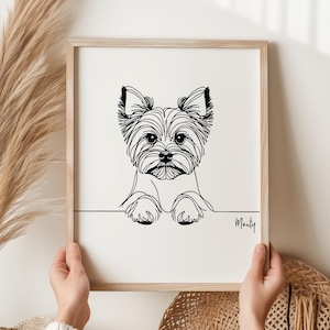Impression personnalisée du Yorkshire Terrier, art du Yorkshire Terrier, dessin au trait du Yorkshire Terrier, cadeau du Yorkshire Terrier, Yorkshire Terrier Terrier