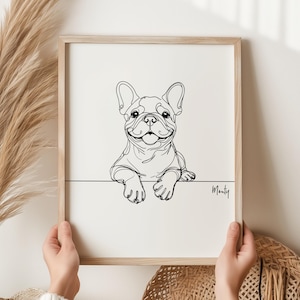 Impresión personalizada de bulldog francés, arte lineal de bulldog francés, retrato de bulldog francés, arte lineal de perro, retrato de perro, retrato de mascota
