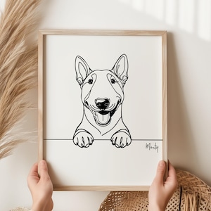 Bull Terrier Print, Line art Dog Print, Bull Terrier Picture, Fun Gift For Bull Terrier Owner, Bull Terrier Gift, Line Art, Dog Print