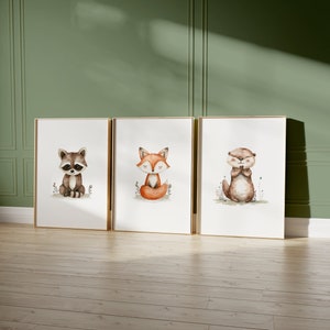 Woodland Nursery Prints Baby Room Decor, Woodland Nursery Wall Art Gift, Woodland Baby Animal Prints Kids Room Decor, Forest Nursery