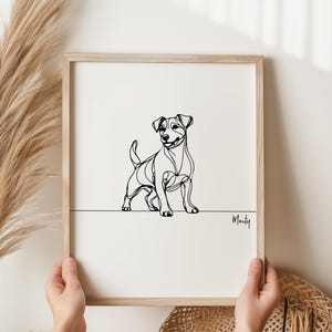 Impresión personalizada de Jack Russell, arte lineal de Jack Russell, retrato de Jack Russell, arte lineal de perro, retrato de perro, retrato de mascota