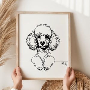 Ritratto digitale personalizzato di un barboncino, arte del barboncino, disegno minimalista del contorno del barboncino, regalo commemorativo del barboncino, ritratto di cane, memoriale per animali domestici