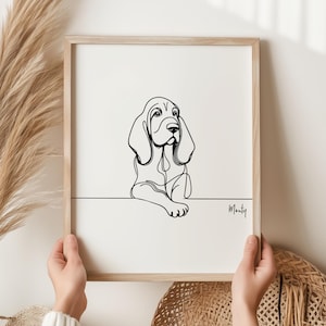 Impression numérique personnalisée limier, contour de chien limier, dessin d'art au trait limier, cadeau commémoratif limier
