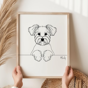 Impresión Schnoodle, Arte de línea Schnoodle, Retrato de Schnoodle, Arte de línea de perro, Retrato de perro, Retrato de mascota, Retrato de Schnoodle
