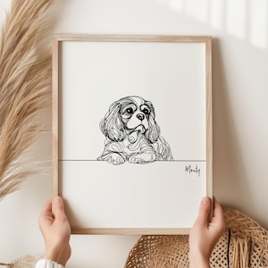 King Charles-afdruk, zeer fijne tekeningen hondafdruk, King Charles-foto, leuk cadeau voor King Charles-eigenaar, King Charles-cadeau, zeer fijne tekeningen, hondafdruk