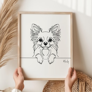 Personalised Chihuahua Digital Print, Chihuahua Dog Outline, Minimalist Chihuahua Line Art Drawing, Doxie Chihuahua Memorial Gift