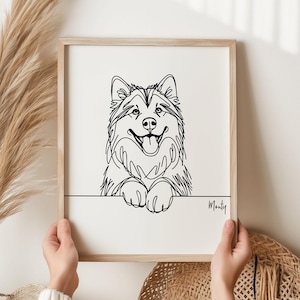 Personalised Husky Print, Husky Line Art, Husky Portrait, Dog Line Art, Dog Portrait, Pet Portrait