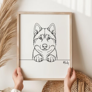 Personalised Husky Print, Husky Line Art, Husky Portrait, Dog Line Art, Dog Portrait, Pet Portrait