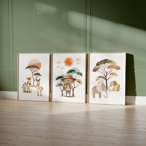Safari Nursery decor, Safari nursery prints, Nursery wall art, Set of 3 Safari baby animal prints, kids room decor, Nursery Wall Art