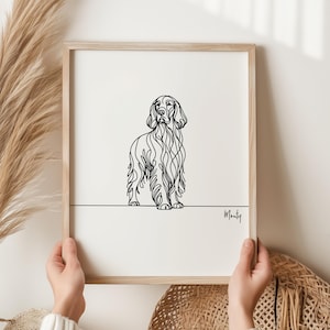 Personalised Irish Setter Digital Print, Irish Setter Dog Outline, Irish Setter Line Art Drawing, Irish Setter Memorial Gift