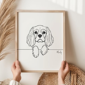 King Charles-afdruk, zeer fijne tekeningen hondafdruk, King Charles-foto, leuk cadeau voor King Charles-eigenaar, King Charles-cadeau, zeer fijne tekeningen, hondafdruk