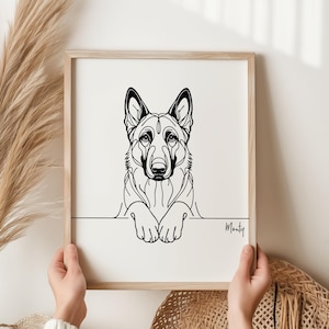 Belgian Malinois Print, Line art Dog Print, Belgian Malinois Picture, Fun Gift For Belgian Malinois Owner, Belgian Malinois Gift, Line Art