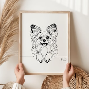Papillon print, zeer fijne tekeningen hond print, Papillon foto, leuk cadeau voor Papillon eigenaar, doodle cadeau, zeer fijne tekeningen, hond afdrukken