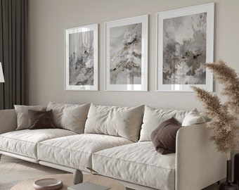 Grey, Silver & Gold Wall Prints, Marble Wall Prints, Set of 3 Wall Prints, Grey Wall Art, Grey Wall Decor, Grey, Silver, Grey Wall prints